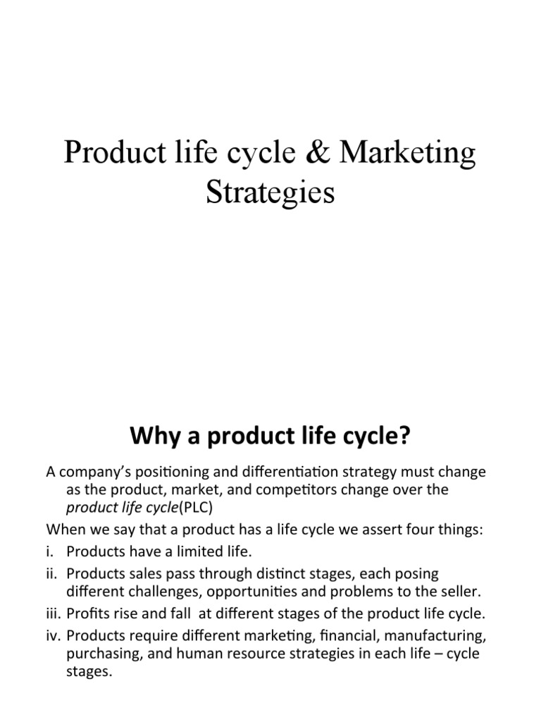 Product Life Cycle & Marketing Strategies PDF Marketing Profit