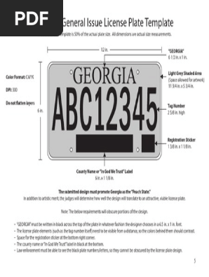 Georgia License Plate Guidelines Summary