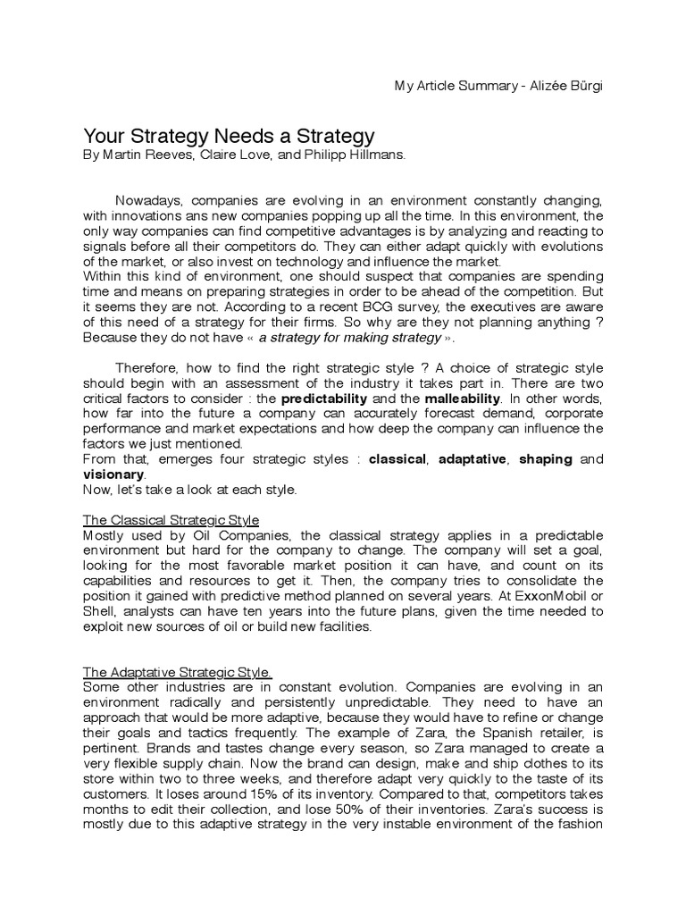 Your Strategy Needs A Strategy Pdf Supply Chain Brand