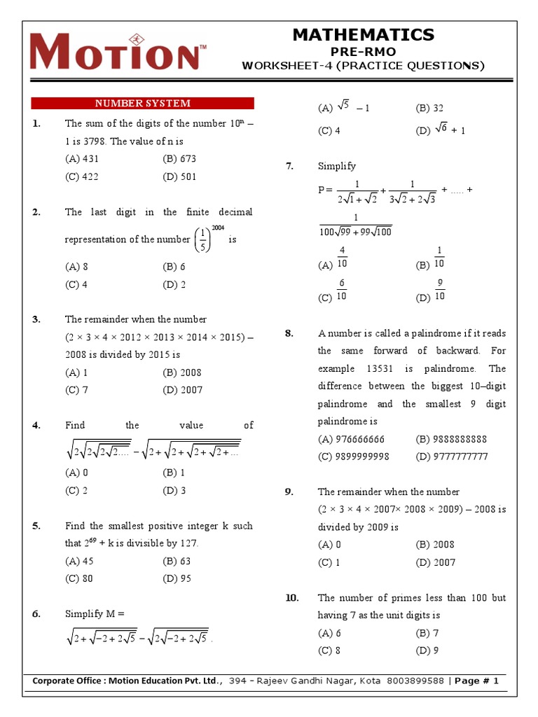Mathematics: Number System | PDF | Numbers | Arithmetic