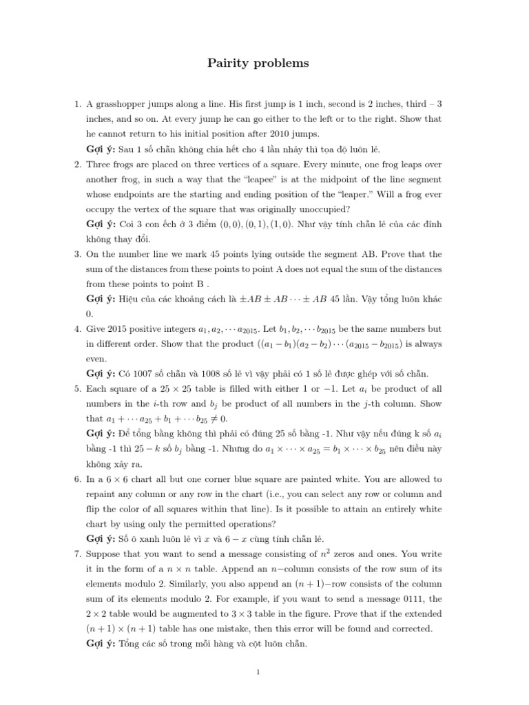 Parity Problems and Solutions | PDF | Geometry | Space