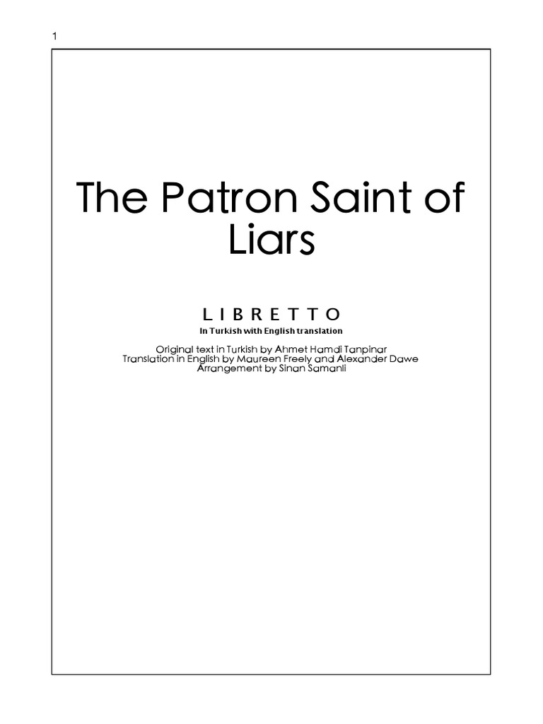 The Patron Saint of Liars L I B R E T T O PDF Satire
