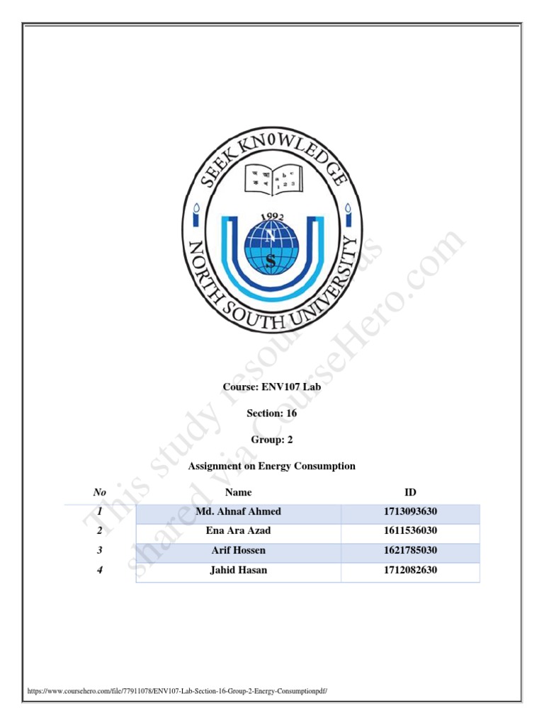 ENV107 Lab Section 16 Group 2 Energy Consumption PDF PDF Compact