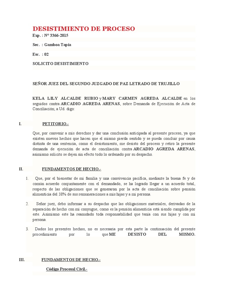 Desistimiento de Proceso Judicial en Trujillo | PDF | Justicia | Crimen ...