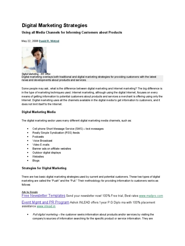Digital Marketing Strategies Overview | PDF | Price Discrimination ...
