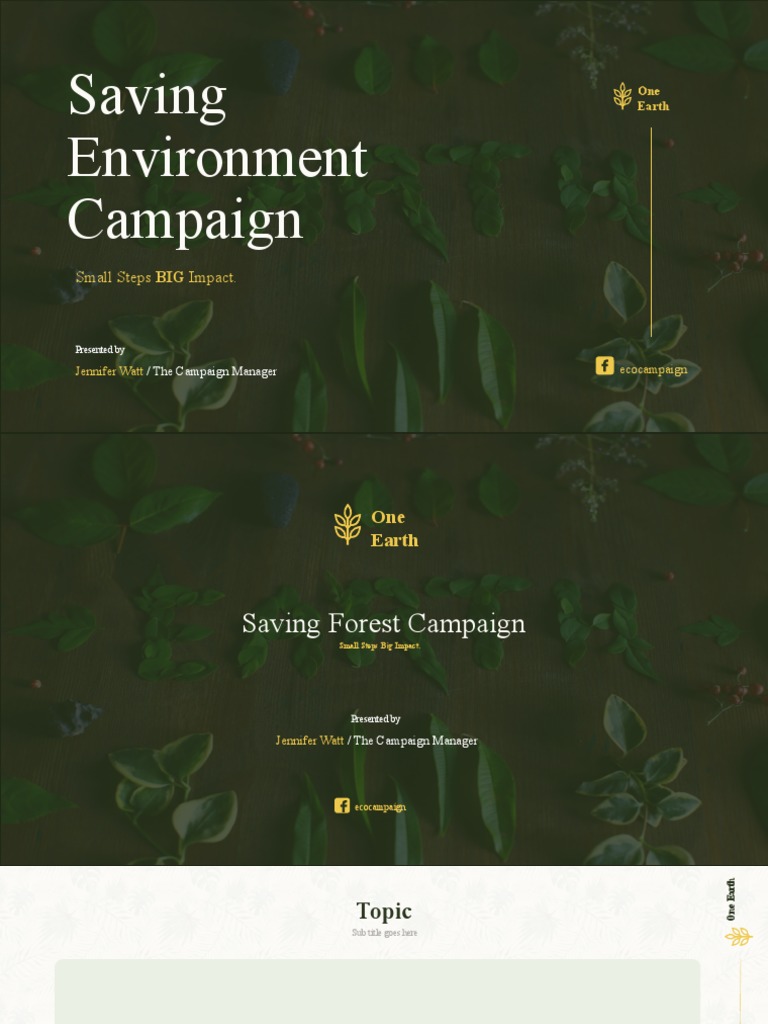 One Earth Environmental Campaign Overview | PDF | Communication | Nature