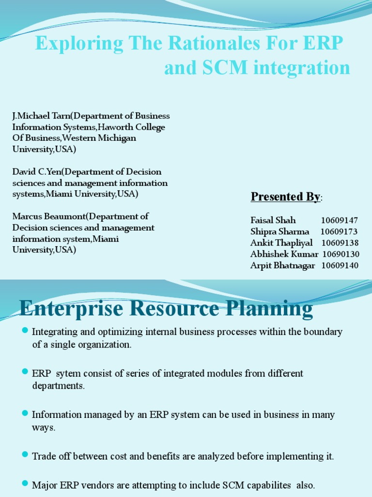 Erp And Scm Integration Benefits Explained Pdf Enterprise Resource