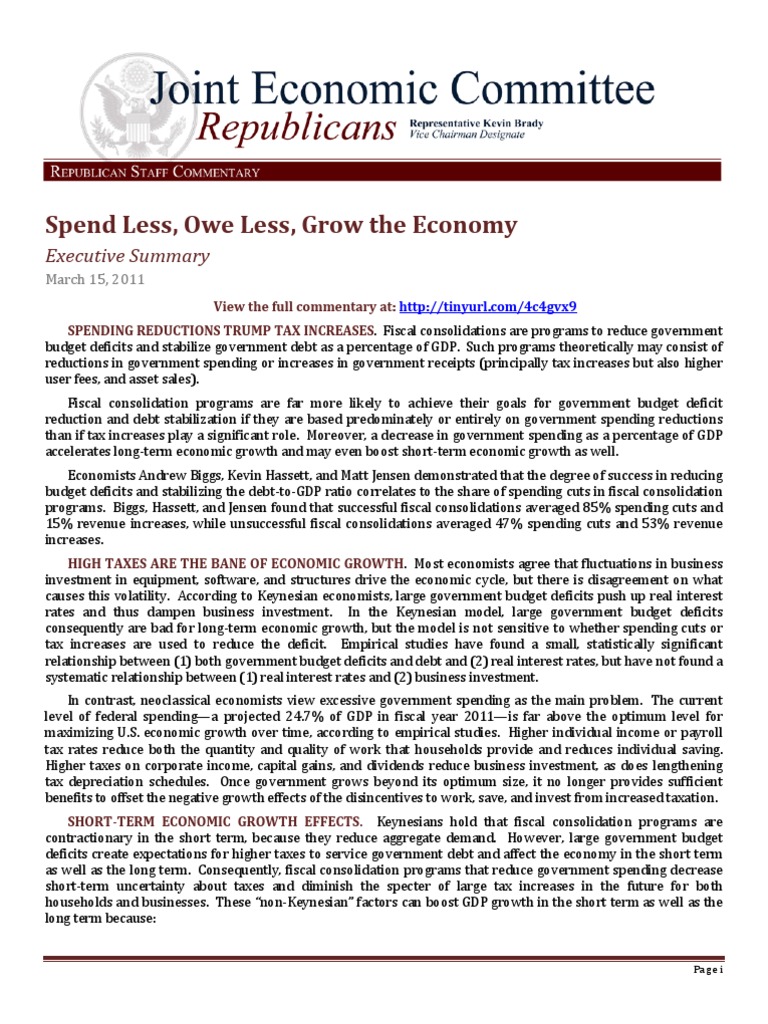 Spending Cuts for Economic Growth | PDF | Government Budget Balance ...