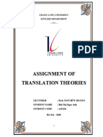 Assignment of Translation Theories: Thang Long University English Department