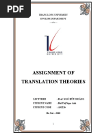 Assignment of Translation Theories: Thang Long University English Department