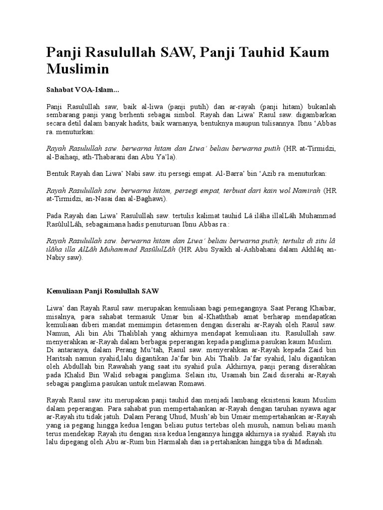Makna Panji Rasulullah SAW dalam Islam | PDF | Agama & Spiritualitas