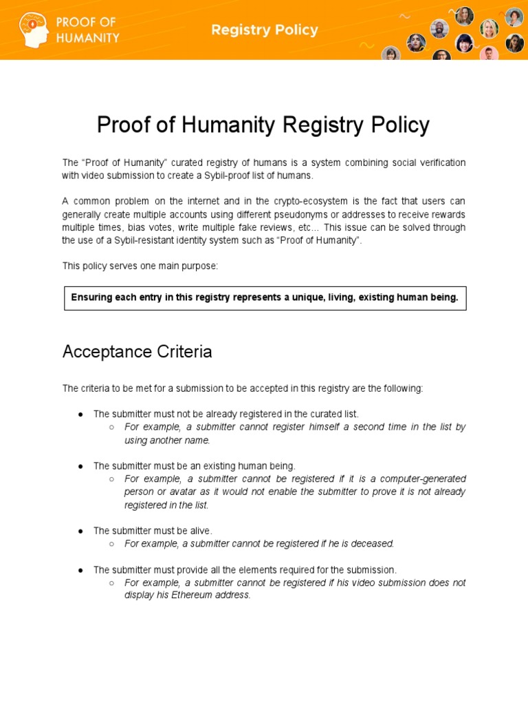 Proof of Humanity Submission Guidelines | PDF