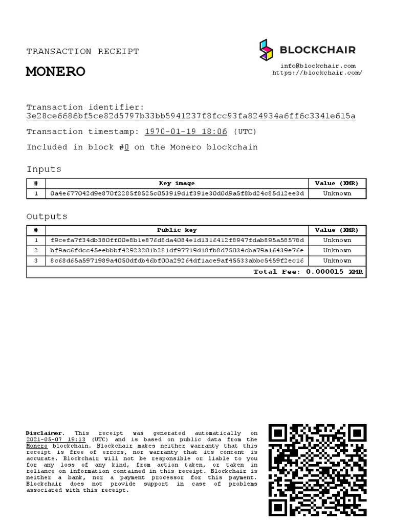 Monero: Transaction Receipt | PDF