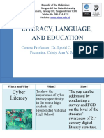 Literacy, Language, and Education: Course Professor: Dr. Lyoid C. Hunahunan Presenter: Cristy Ann V. Jayoma