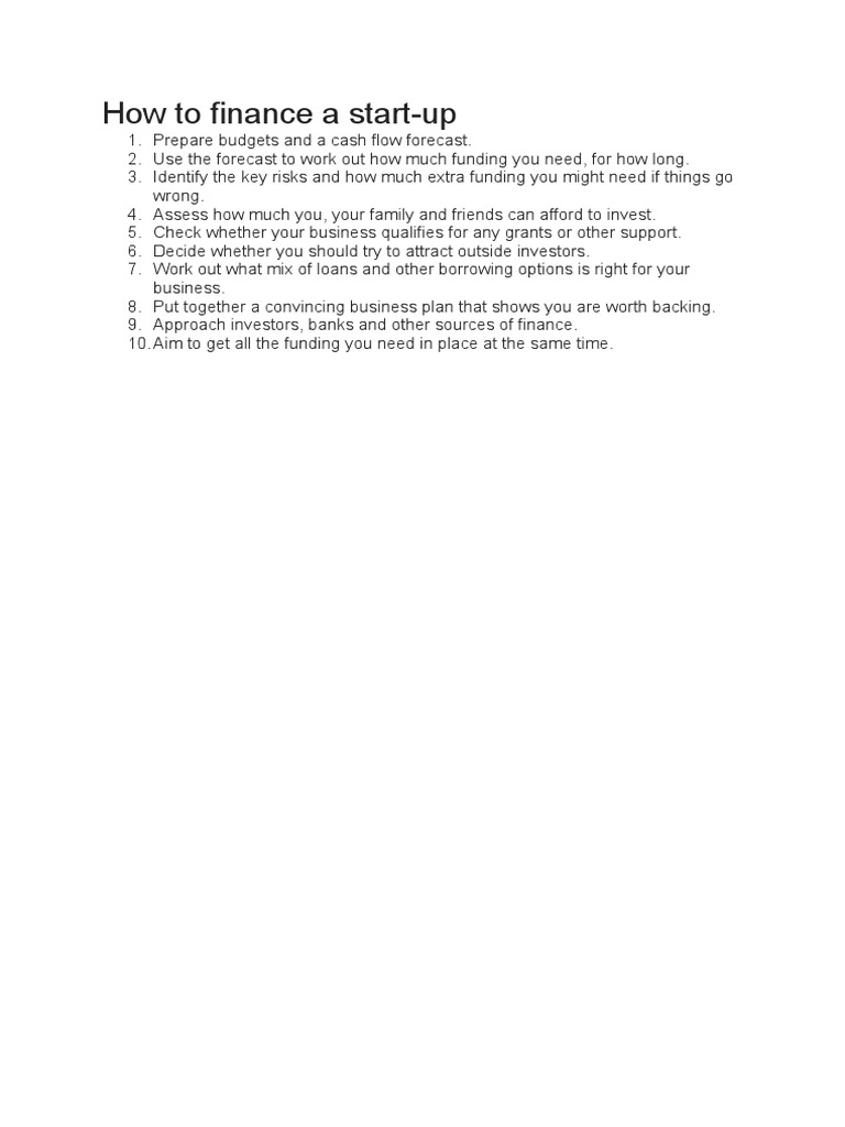 How To Finance A Startup | PDF | Finance & Money Management