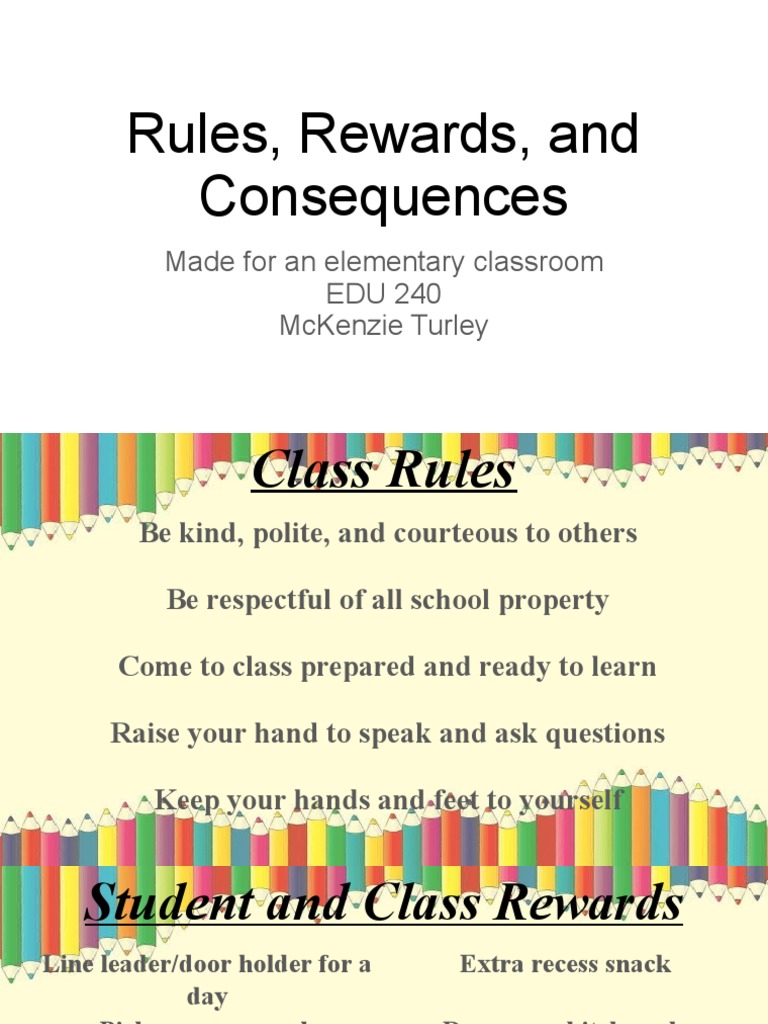Rules, Rewards, and Consequences Made For An Elementary Classroom Edu