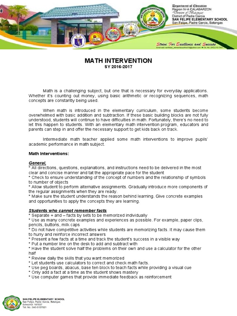 Effective Math Interventions for Students | PDF | Concept | Teaching ...