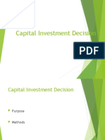 Capital Investment Decision Methods and Calculations