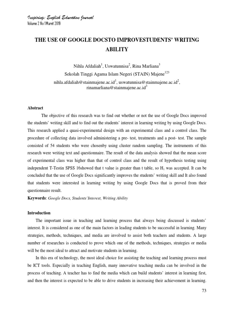 Google Docs Enhances Student Writing Skills | PDF | Student's T Test ...