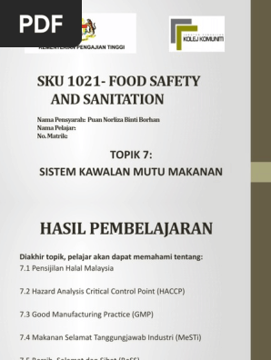 Sistem Kawalan Mutu Makanan Pdf