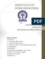 Presentation On Transverse Shear Stress: Amit Kumar Singh 15ME63R30 Mechanical Systems Design