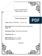 Power System Lab: Name: Hayder Ali Hashim - مشاه يلع رديح