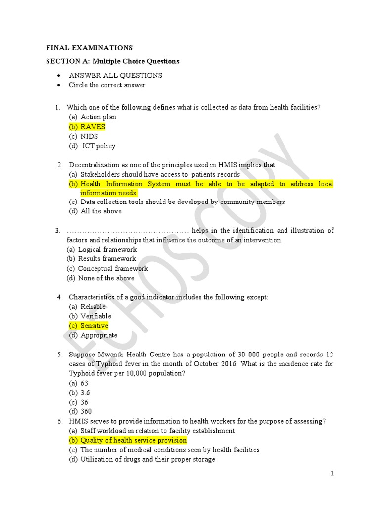 HMIS 322 Exam Questions PDF Epidemiology Health Care