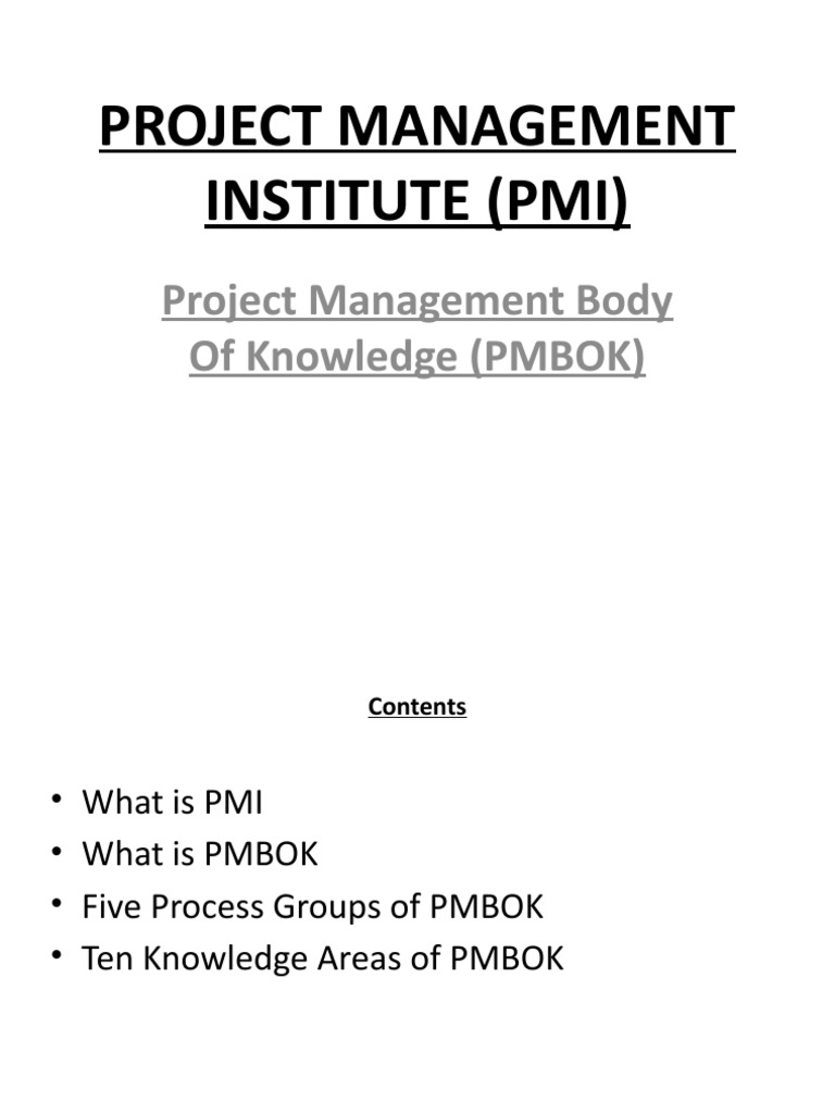 Project Management Institute (Pmi) | PDF | Project Management ...