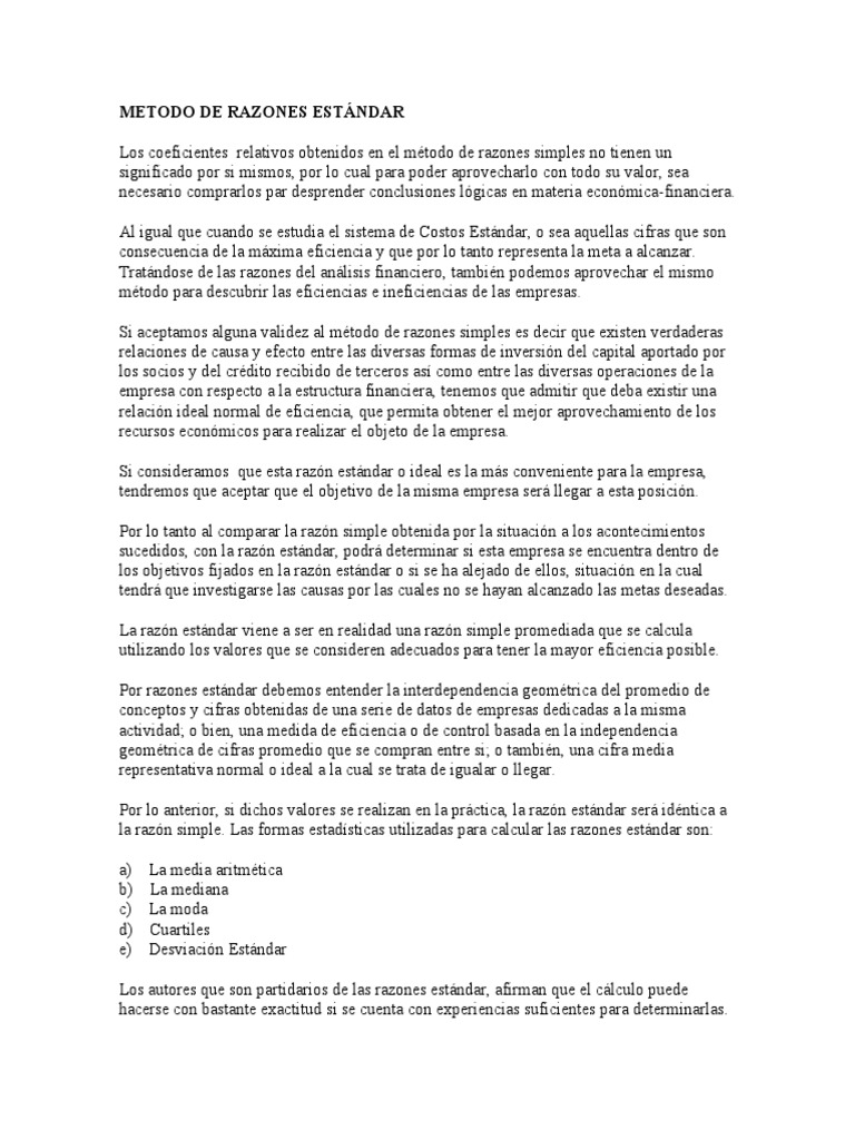 METODO DE RAZONES ESTÁNDAR