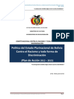 BOLIVIA - Política Del Estado Plurinacional de Bolivia Contra El Racismo y Toda Forma de Discriminación