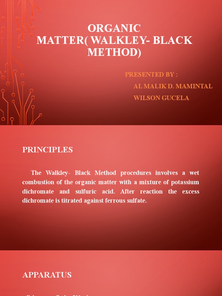 Organic Matter (Walkley - Black Method) | PDF