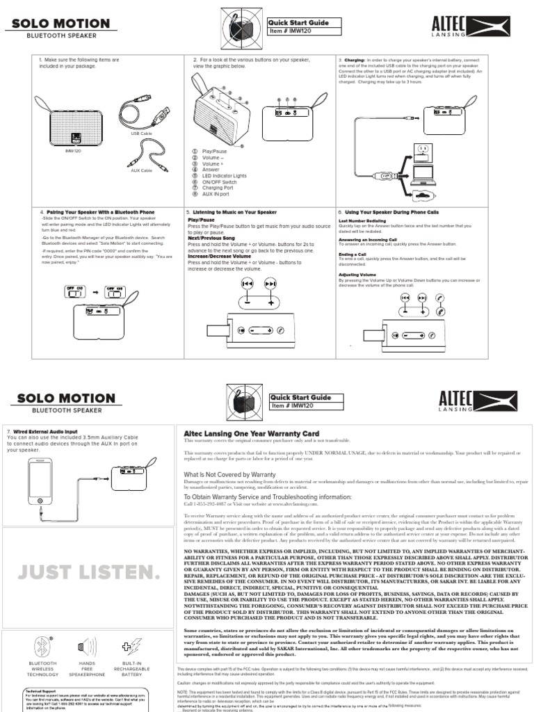 Altec Lansing Bluetooth Speaker Guide | PDF | Radio | Bluetooth