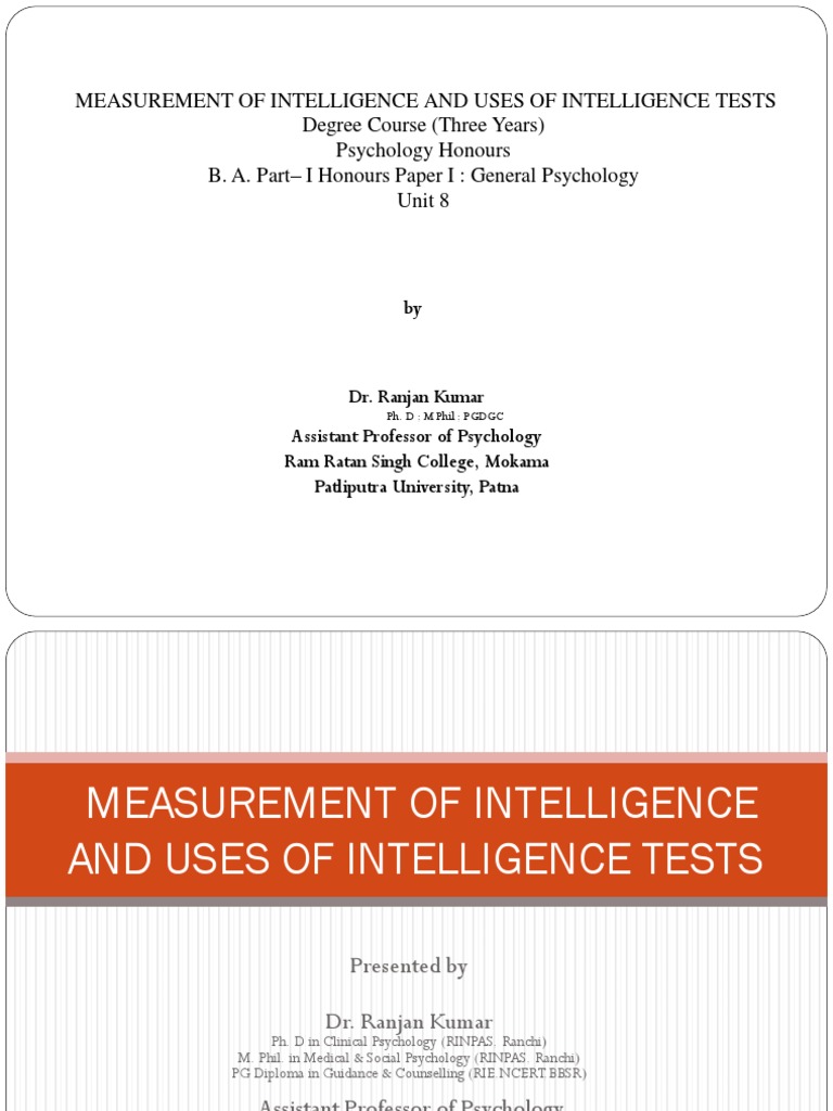 Ba Part I Paper 1Psychology Honours Measurement of Intelligence
