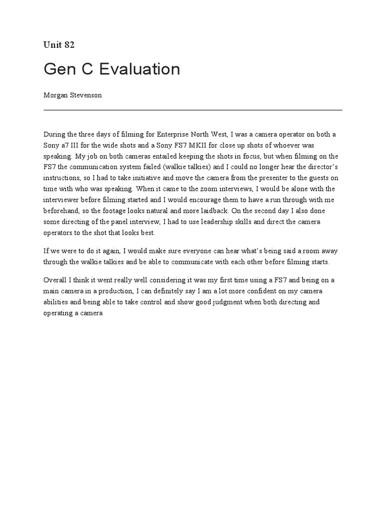Unit 82 Gen C Evaluation | PDF