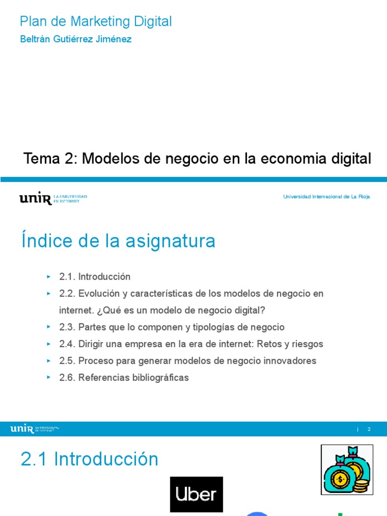 Modelos de Negocio en la Era Digital | PDF | Modelo de negocio ...