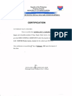 Certification: Republic Philippines Province Aurora OF Aurora