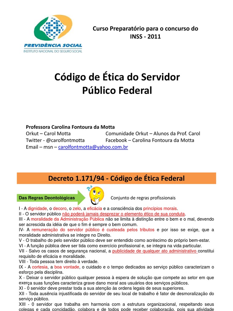 Código de Ética Do Servidor Público Federal | PDF | Administração ...