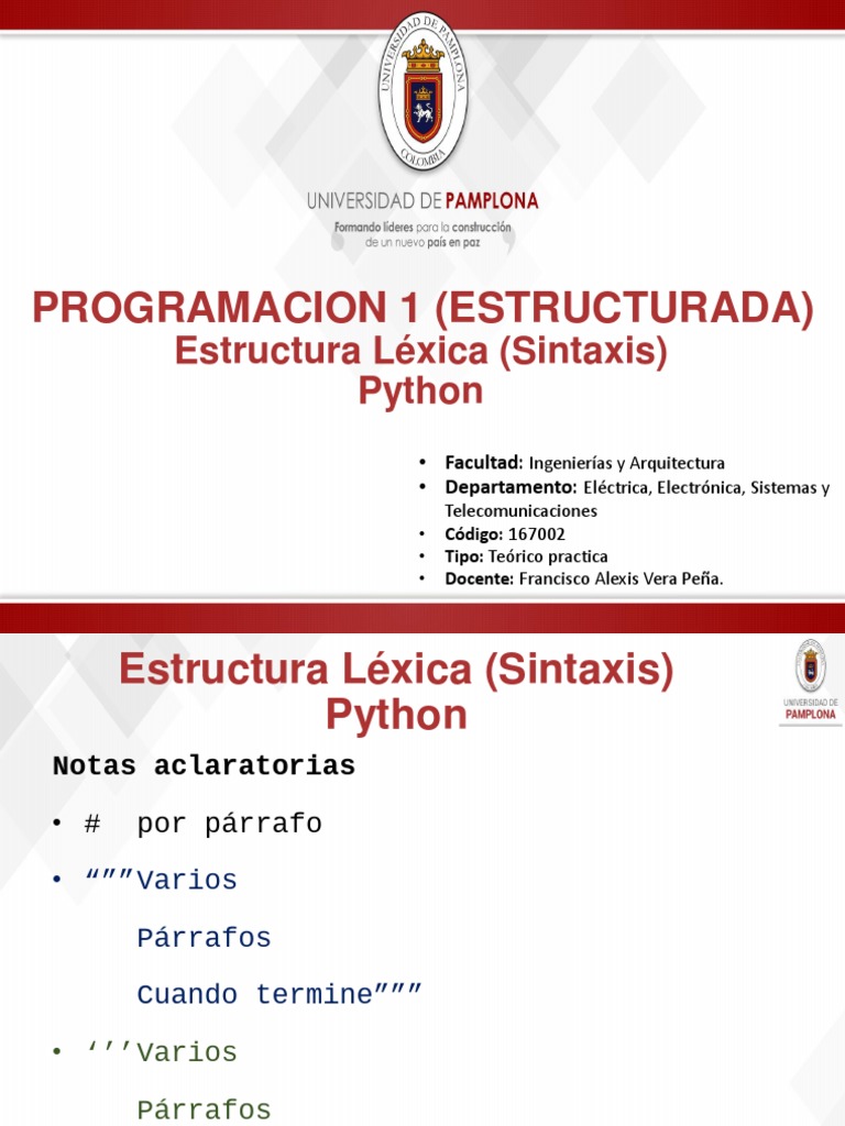 Sintaxis de Python y Estructuras de Control | PDF | Python (lenguaje de ...