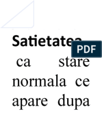 Satietatea,: Ca Stare Normala Ce Apare Dupa