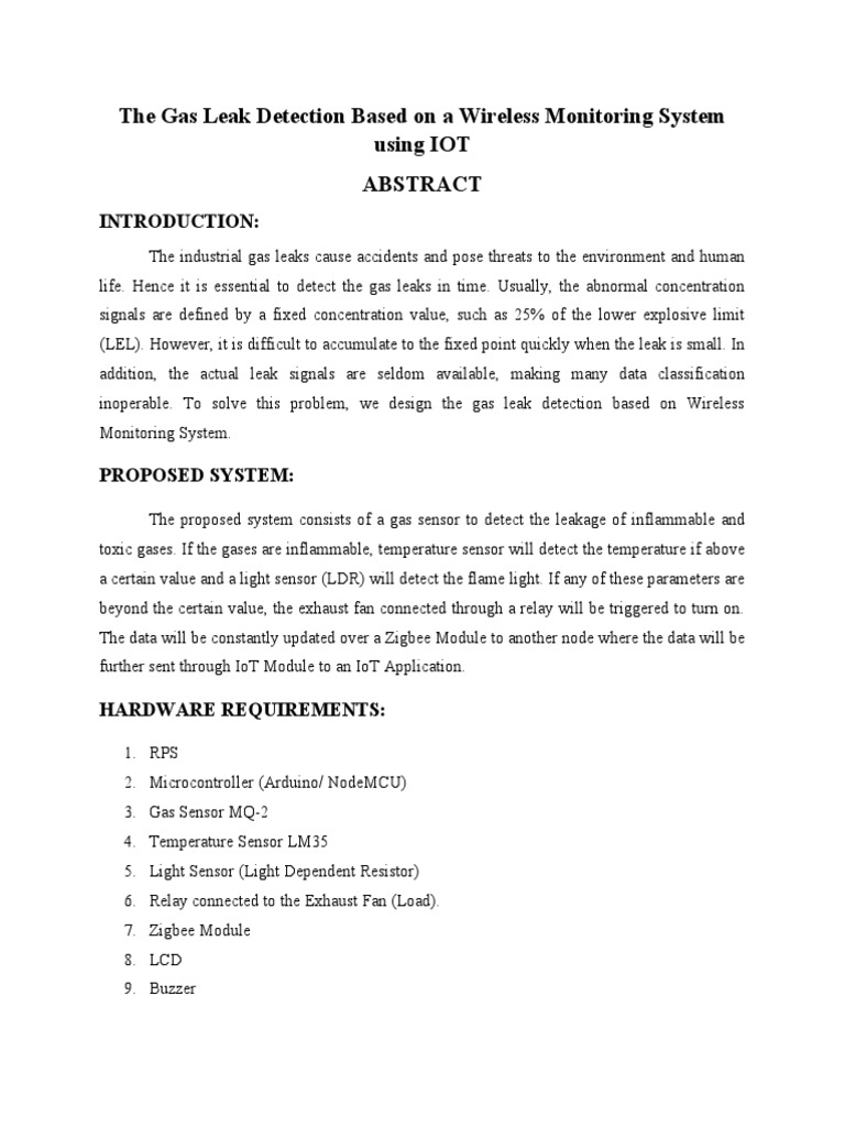 35 The Gas Leak Detection Based On A Wireless Monitoring System Using ...