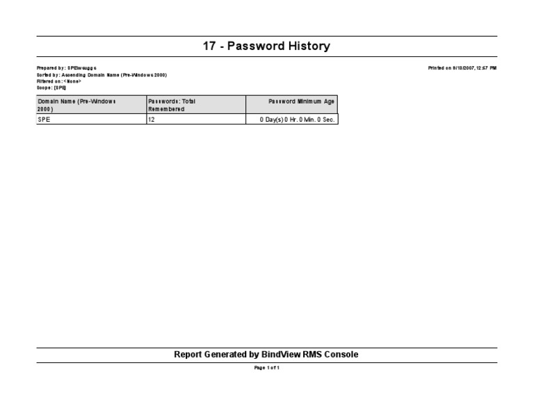 IT Admin Password Report | PDF