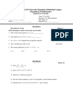 COMSATS University Islamabad Abbottabad Campus Department of Mathematics