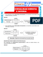 Proporcionalidad Directa e Inversa Para Cuarto de Primaria