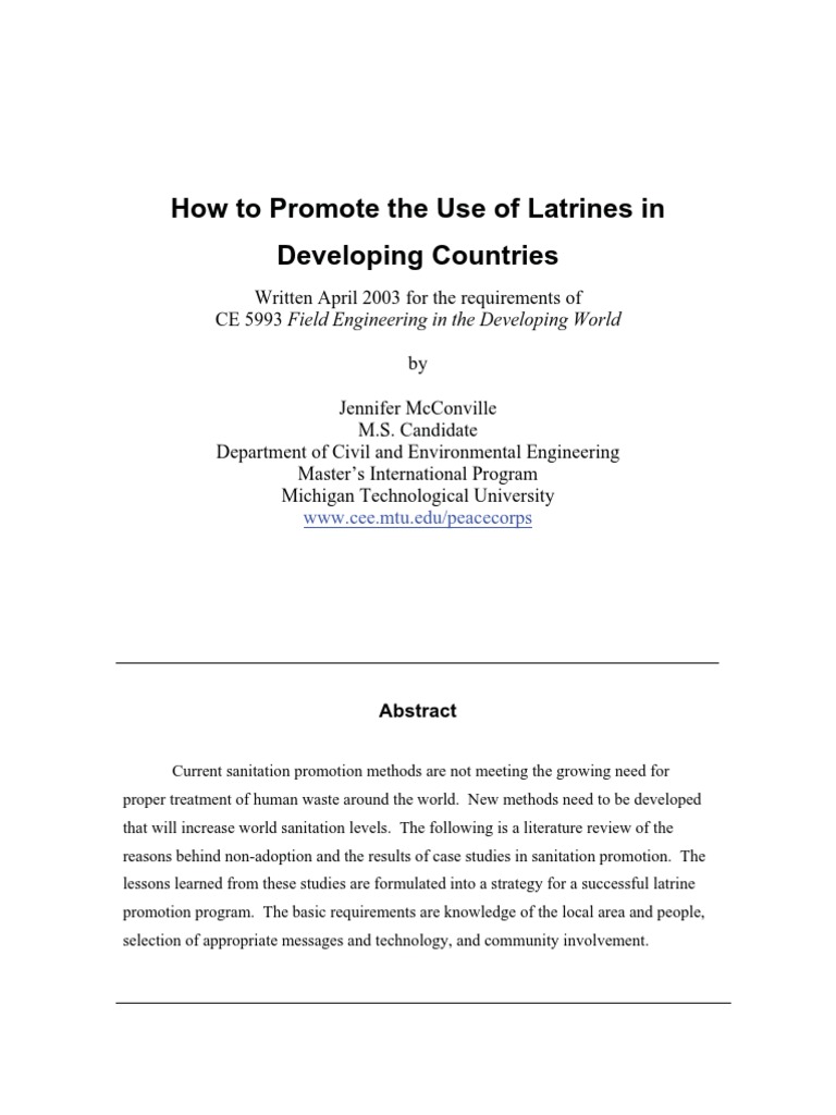 Promoting Latrine Use in Developing Nations | PDF | Sanitation | Hygiene