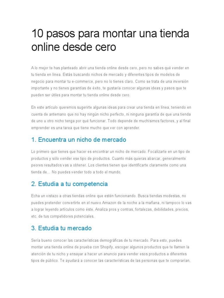 10 pasos para crear tu tienda online | PDF | Mercado (economía ...