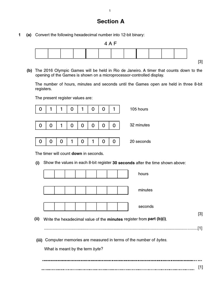 Computer Science (2210) Sample Paper For O Level 1 | PDF | Bit | Input ...