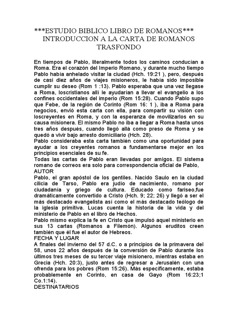 Estudio Biblico Libro de Romanos | PDF | Epístola a los romanos | Pablo ...