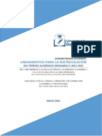 03.1 - Lineamientos para La Matriculación Del Periodo Académico Ordinario Ci 2021 - 2022