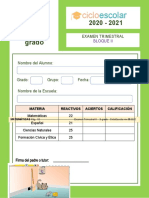 Examen Trimestral Tercer Grado Bloque II 2020-2021