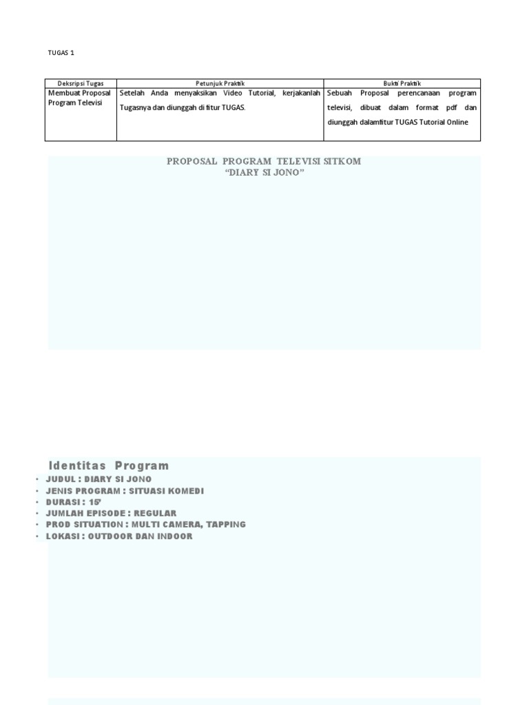 Proposal Program TV Sitkom "Diary Si Jono" | PDF